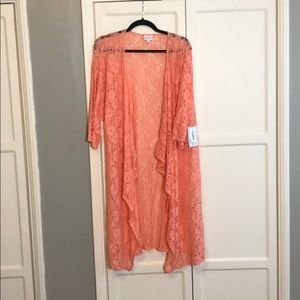 LulaRoe coral lace Shirley size large!